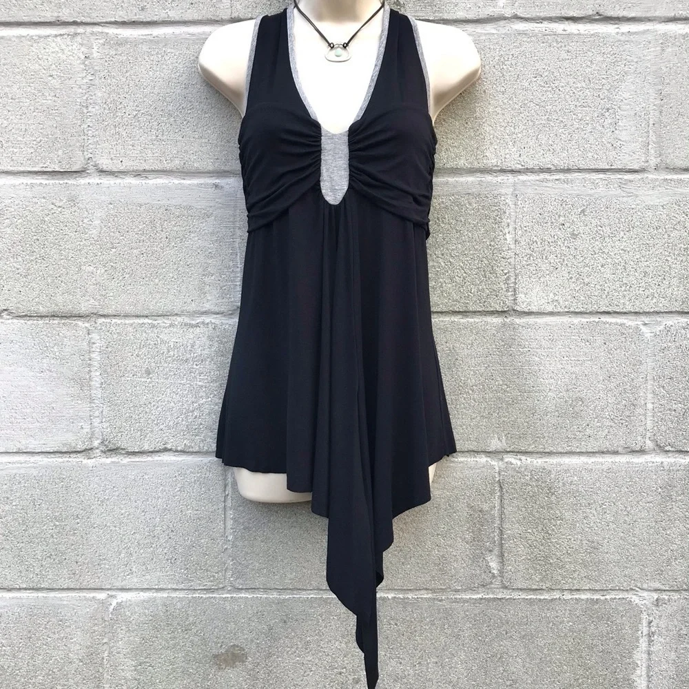 MOD-O-DOC  asymmetrical sleeveless tunic top black & grey Size SMALL - Picture 3 of 15